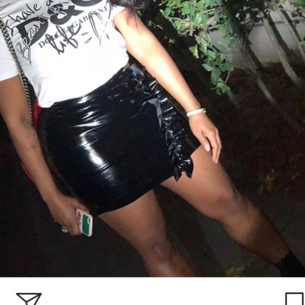 Black patent leather skirt